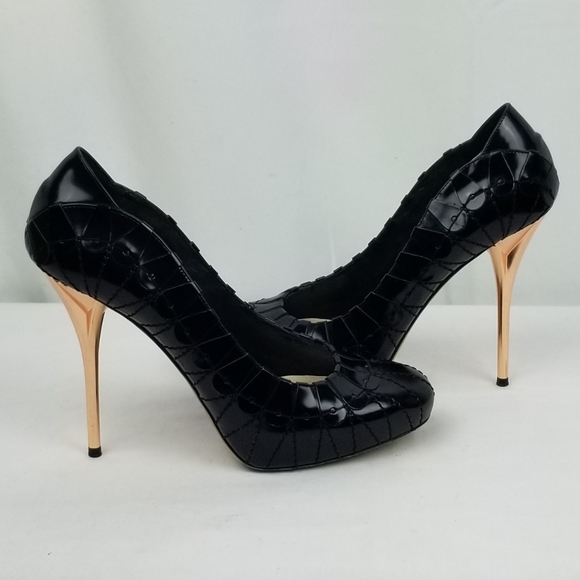 Dior Serpent Picasso Black Leather Hidden Platform Stiletto Heel Pumps size 37.5 - Picture 3 of 11